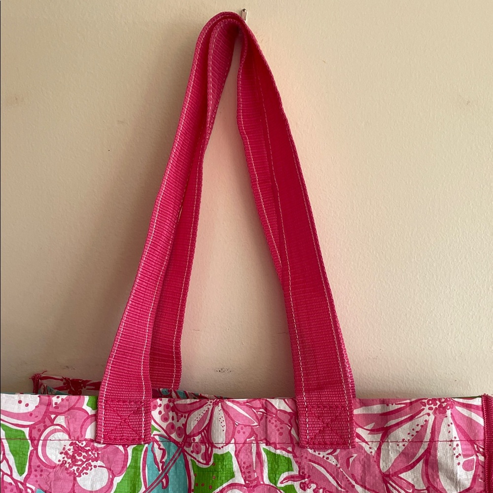 LILLY PULITZER Shore do love shopping Pink and Green Floral Market Eco Tote - Picture 6 of 16